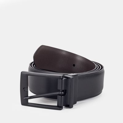 Cinto Dupla Face s/ Costura Bicolor Preto