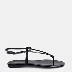 Rasteira de Dedo c/ Nó e Strass Preto