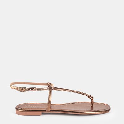 Rasteira de Dedo c/ Nó e Strass Bronze