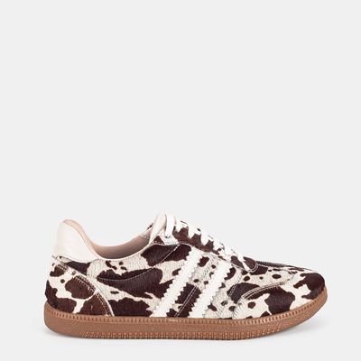Tênis Casual Pelo de Vaca Bicolor Marrom