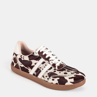 Tênis Casual Pelo de Vaca Bicolor Marrom