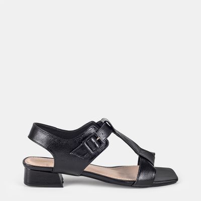 Sandália Salto Baixo C/ Fivela Preto
