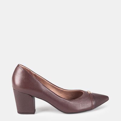 Scarpin Salto Médio C/ Enfeite Marrom