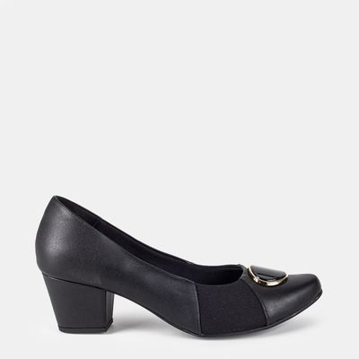 Scarpin Bico Redondo C/ Enfeite Preto