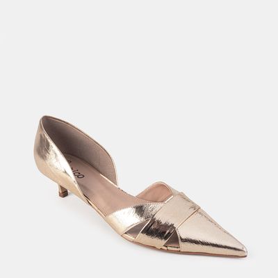 Scarpin Aberto Bico Fino Ouro