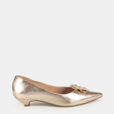 Scarpin C/ Flor Ouro