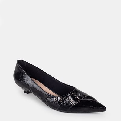 Scarpin Tira Cruzada C/ Fivela Preto