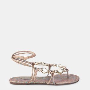 Rasteira Rita Carreira Com Enfeites Glitter Ouro