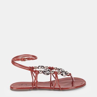 Rasteira Rita Carreira Com Enfeites Telha