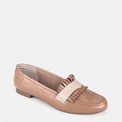 Mocassim Com Franjas Marrom Claro