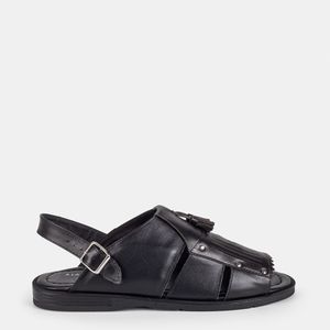 Sandália À La Garçonne Com Barbicacho Preto