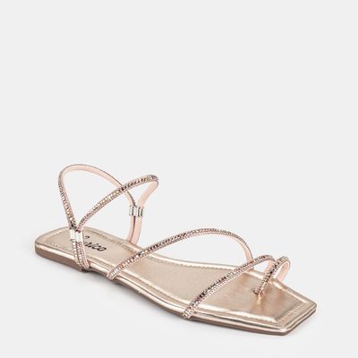 Rasteira C/ Strass Multicor Ouro