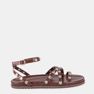 Papete Tiras C/ Tachas Marrom Claro