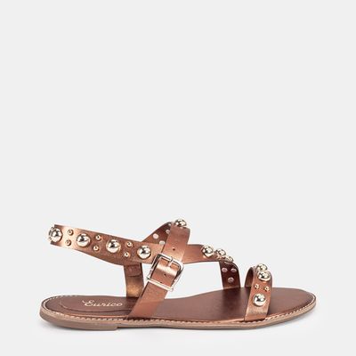 Rasteira Com Esferas Bronze