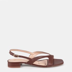 Sandalia Salto Baixo Marrom Claro