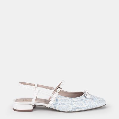 Sapatilha Slingback C/ Laço Bicolor Azul