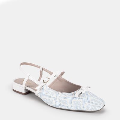 Sapatilha Slingback C/ Laço Bicolor Azul
