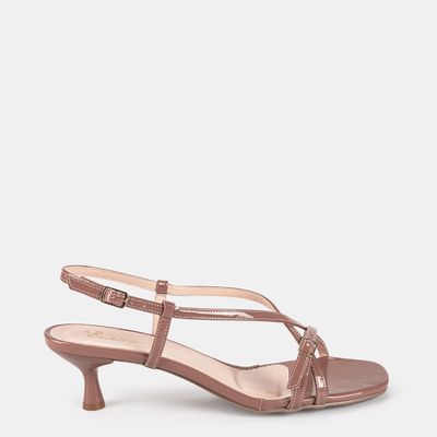 Sandália Tira Cruzada C/ Fivela Marrom Claro