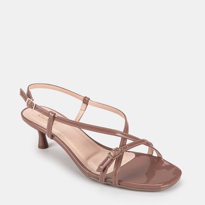 Sandália Tira Cruzada C/ Fivela Marrom Claro