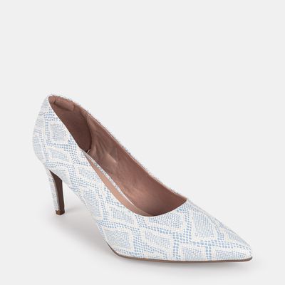 Scarpin Salto Alto Bicolor Azul