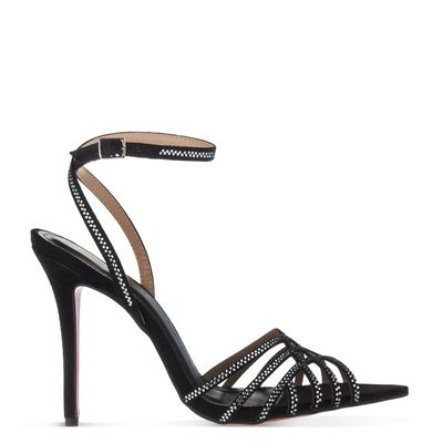 Sandália Salto Alto Strass Preto