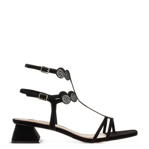 Sandália Gladiadora Circulos com Strass Preto