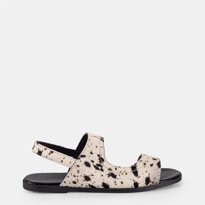 Rasteira Estampa Animal Bicolor Preto