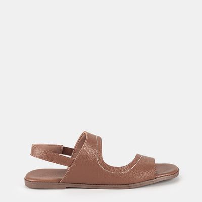 Rasteira Em Couro Canela