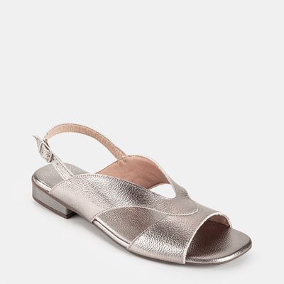 Sandália Salto Baixo Prata Velho