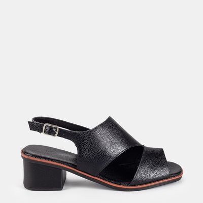 Sandália Em Couro C/ Tiras Largas Preto