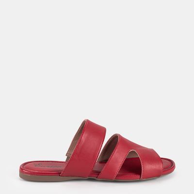 Chinelo Rasteiro Tira Larga Vermelho