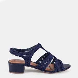Sandália Cabedal Bordado Marinho