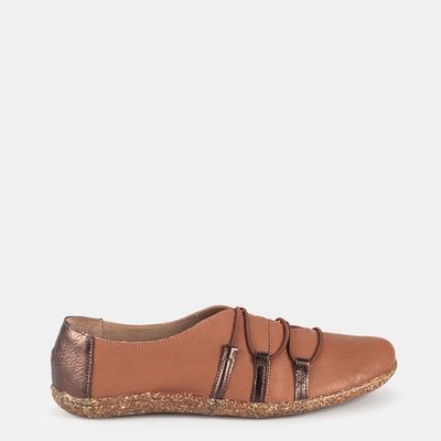 Sapato Casual c/ Elástico Bicolor Marrom