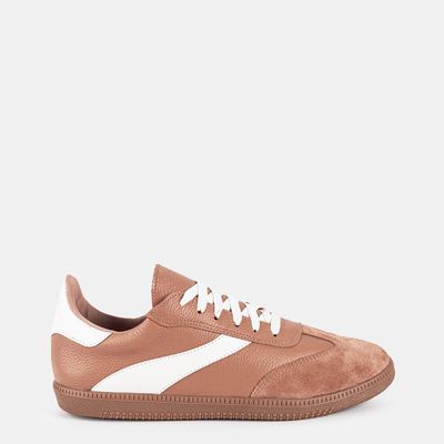 Tenis Casual Em Couro Marrom Claro