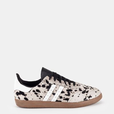 Tênis Casual Pelo De Vaca Bicolor Preto