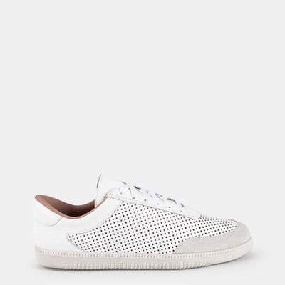 Tênis Casual Em Couro Vazado Branco