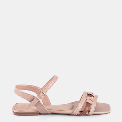 Rasteira Tiras Finas Bicolor Marrom