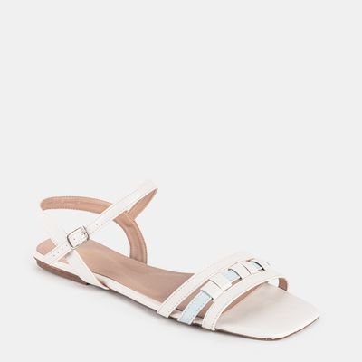 Rasteira Tiras Finas Bicolor Off White