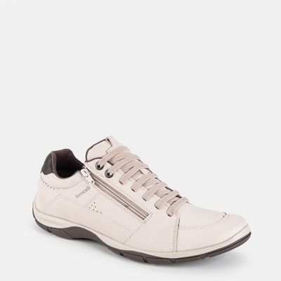 Sapatênis em Couro C/ Zíper Lateral Palha