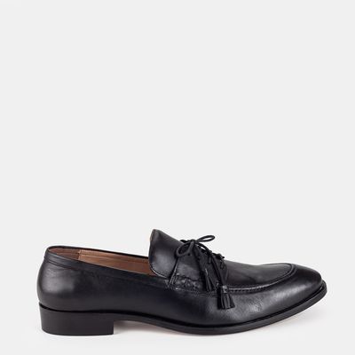 Mocassim Social À La Garçonne De Amarrar Preto