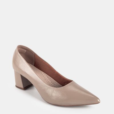 Scarpin salto bloco liso Canela