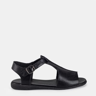 Rasteira Em Couro Preto