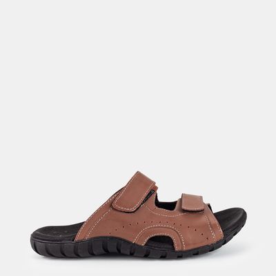 Chinelo em Couro c/ Velcro Canela