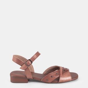 Sandália Tira Com Tachas Marrom Claro