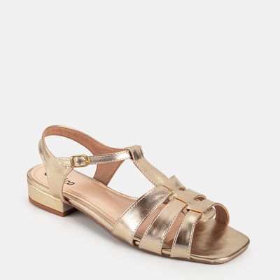 Sandália com Tiras Champagne