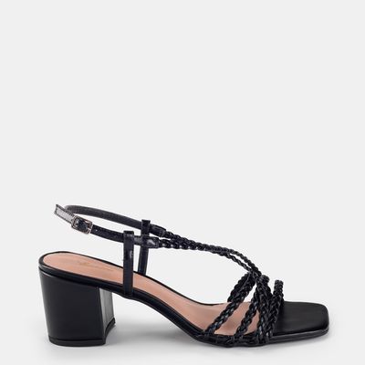 Sandália Tira Trançada Preto