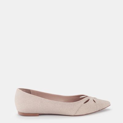 Sapatilha Bico Fino C/ Recortes Champagne