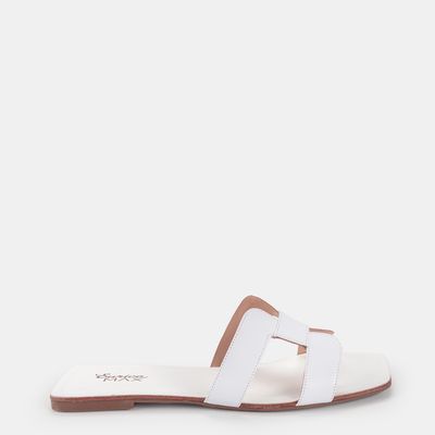 Chinelo Rasteiro Palmilha Quadrada Branco