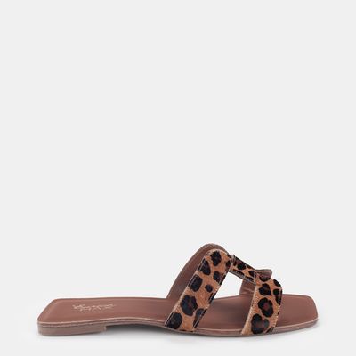 Chinelo Rasteiro Palmilha Quadrada Pelo de Onça