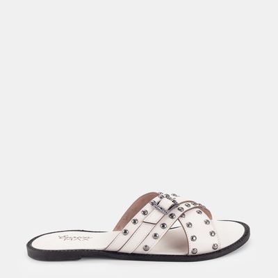 Chinelo Rasteiro Tira Cruzada Branco